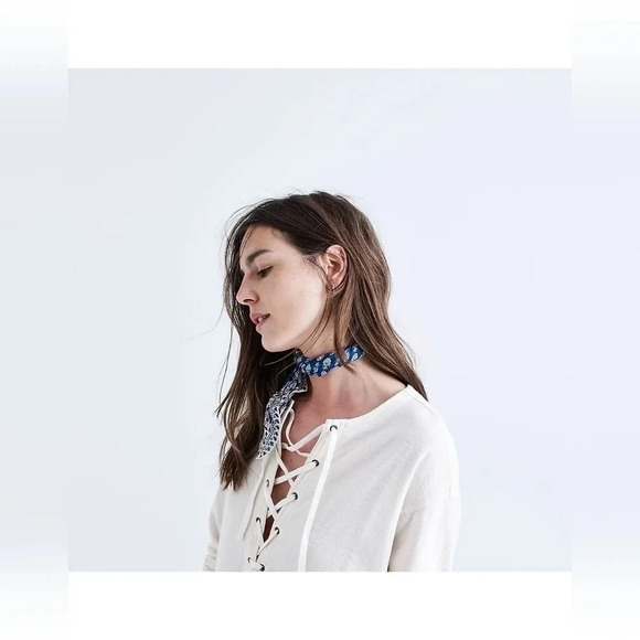 Madewell Libra Lace-up Tee in creamy white size XS - Picture 2 of 8